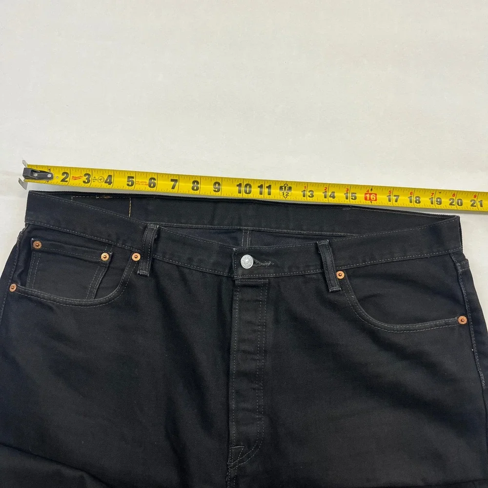 Levis 501 Jeans Mens Black Straight Leg Classic 40x32 Workwear Denim
